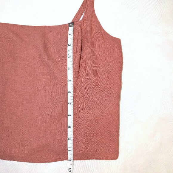 Abercrombie | Linen Blend Coral Pink Crop Top Cami w/ Smocked Back | Large - Picture 8 of 8